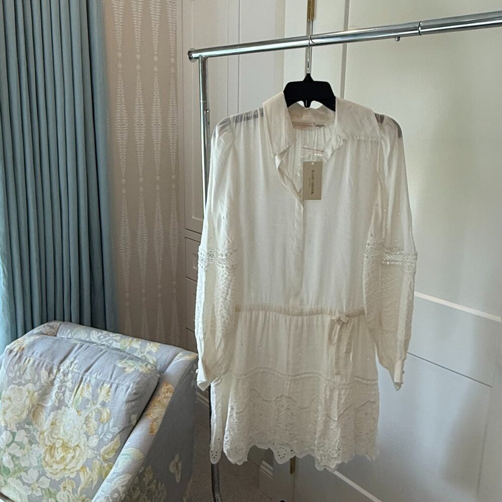 Ramy Brook “Pia” White Embroidered Mini Dress (XS)